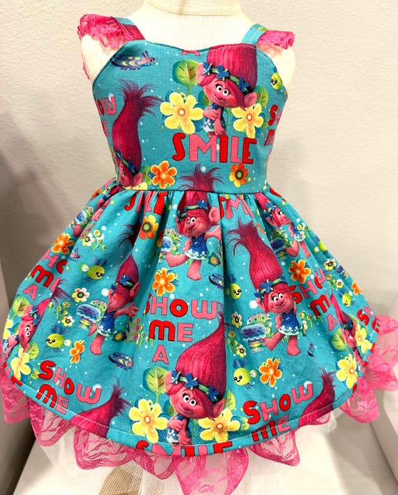 trolls birthday party dress Poppy Troll tutu set-Poppy troll outfit-Poppy trolls dress main image 0