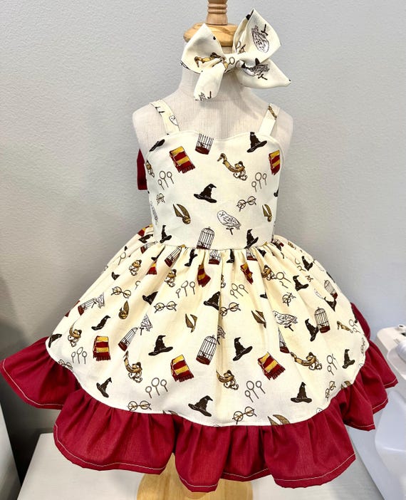 harry potter birthday dress Handmade Harry Potter Toddler Dress, Birthday Party Theme Dress, Option for  Embroidered Name, Customized