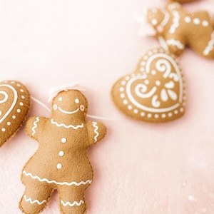 Girl Gingerbread Christmas Garland | Christmas Garland | Felt Christmas Garland | Pink Gingerbread Girl