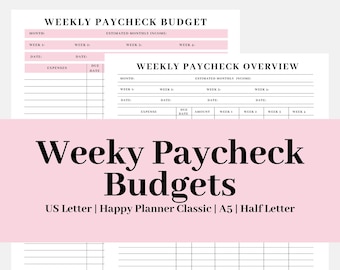 Weekly Paycheck Budget Planner: Minimalist Bill Organizer (Digital Download)