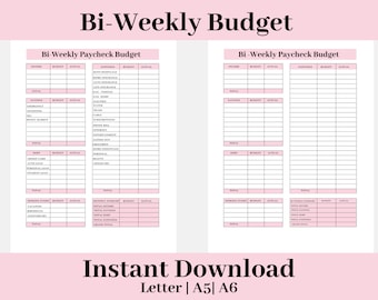 Bi-Weekly Paycheck Budget Template (Digital Download)