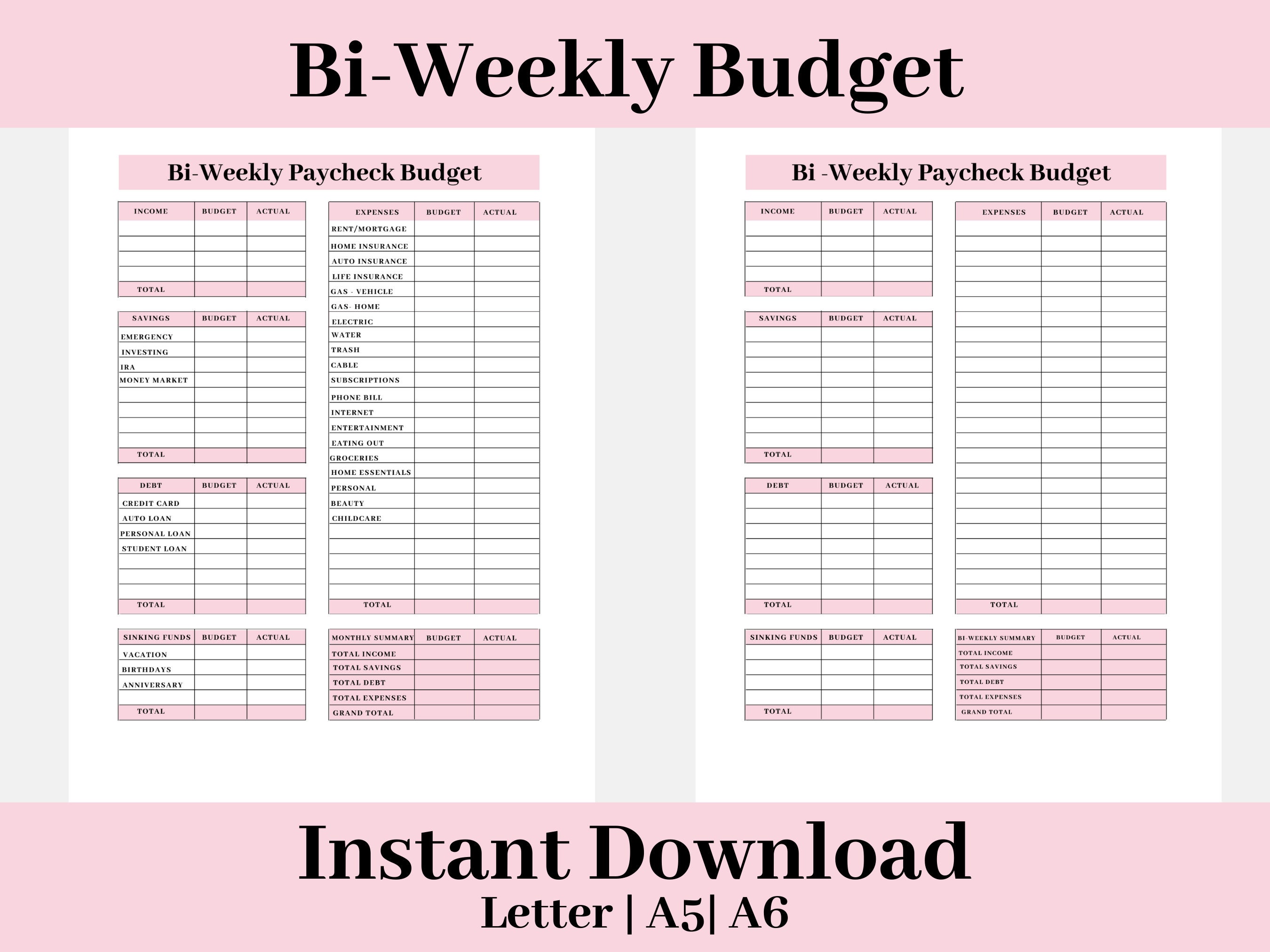 Biweekly Budget Bi Weekly Budget Template biweekly Budgeting Template Biweekly Budget Bi Weekly Budget Template biweekly Budgeting Template