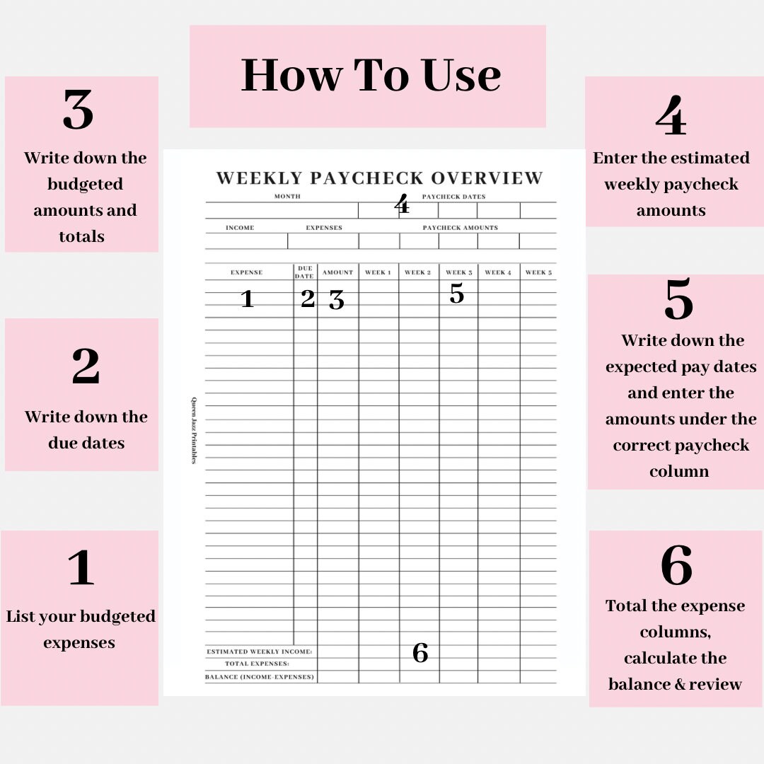 Weekly Paycheck Budget Planner Bundle (digital Download) - Etsy