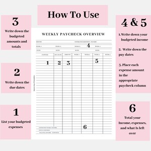 Minimal Weekly Paycheck Planner | Weekly Paycheck Budget Template ...