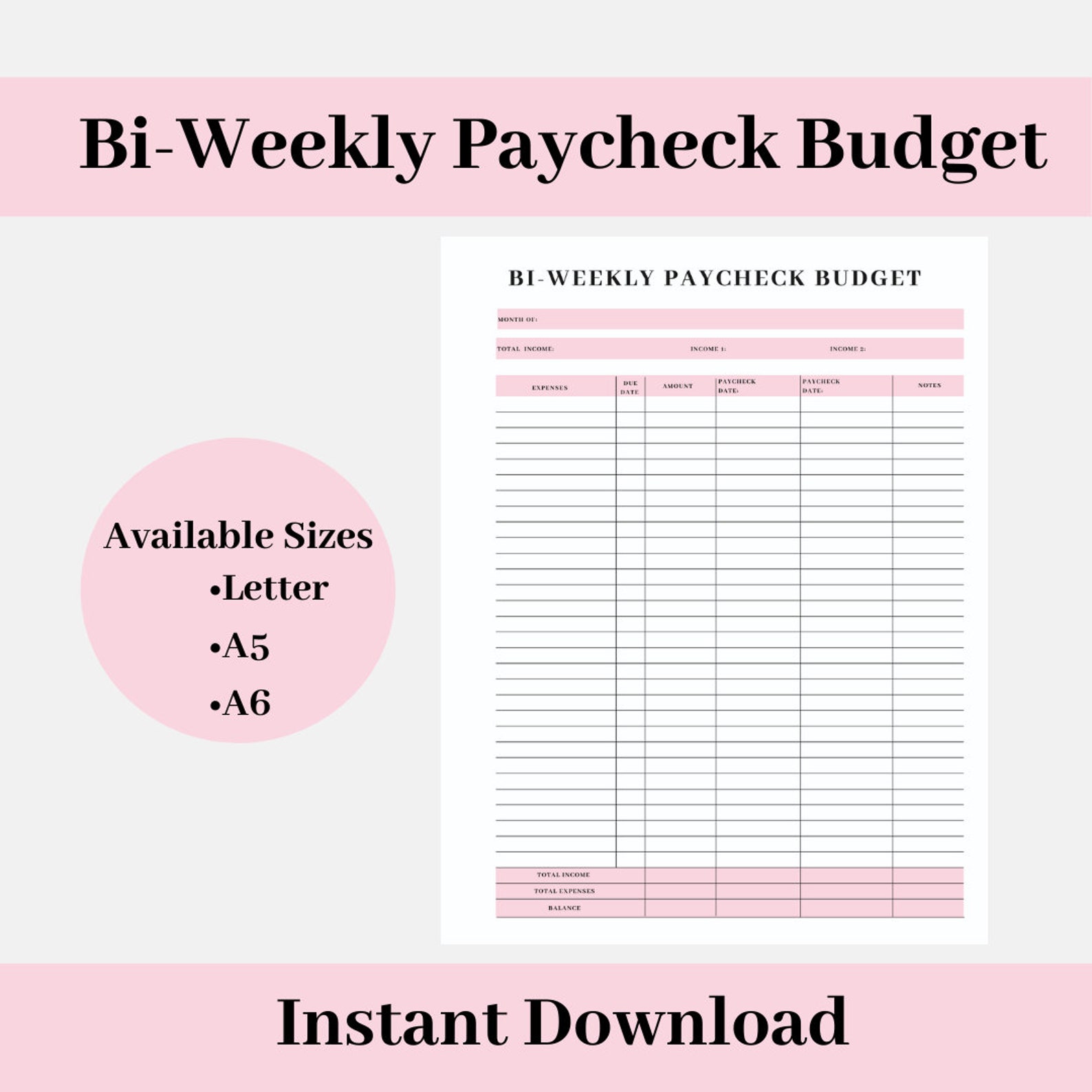 Biweekly Paycheck Planner biweekly Paycheck Budget Etsy Israel