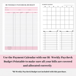 Budget Calendar Bill Payment Calendar Monthly Bill Payment Checklist - Etsy