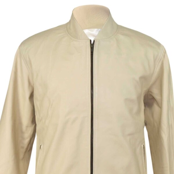 Cream Leather Jacket Etsy