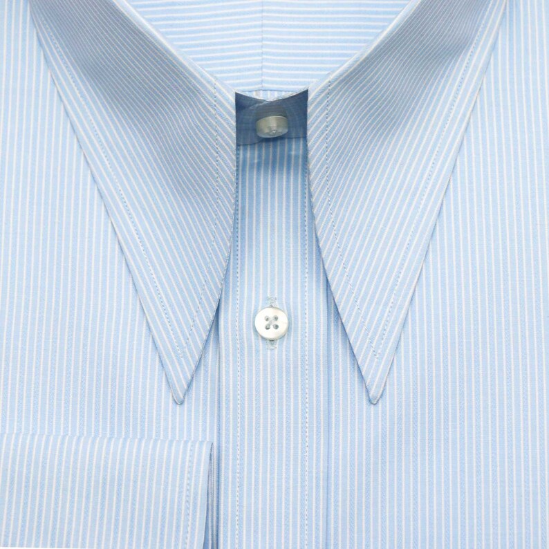 Mafia Long Point Collar Spear Collar Shirt Sky Blue Stripes - Etsy