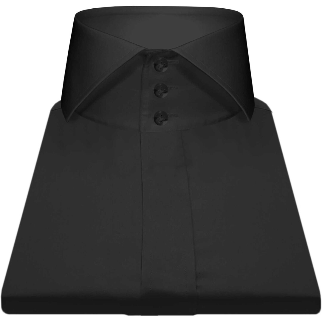Jet Black Cotton Shirt Extreme Cutaway Collar Men Shirt High Etsy