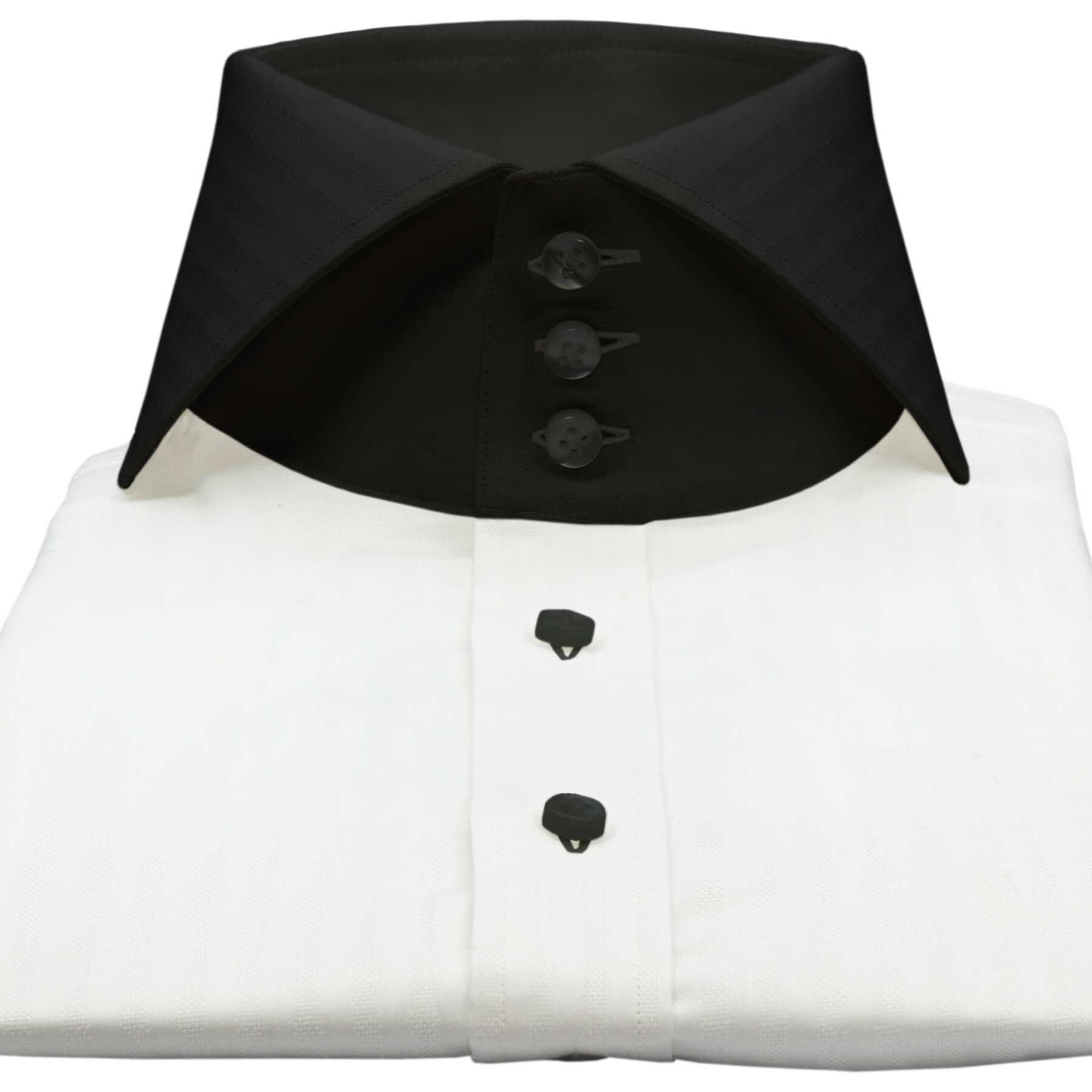 Camisa de de blancas manguito de cuello negro - Etsy