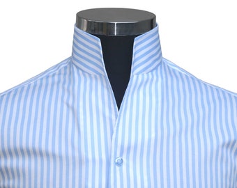 Buttonless Stiff V Collar Shirt 