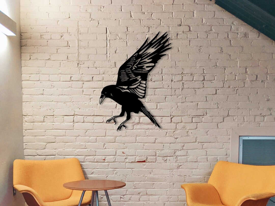 Raven Metal Wall Art Raven Wall Decor Crow Wall Decor Wire Etsy