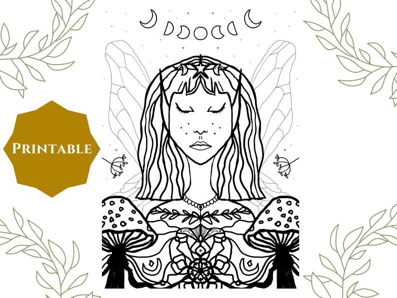 Elf Printable Coloring Page Magic Fairy for Each Age Group Instant ...