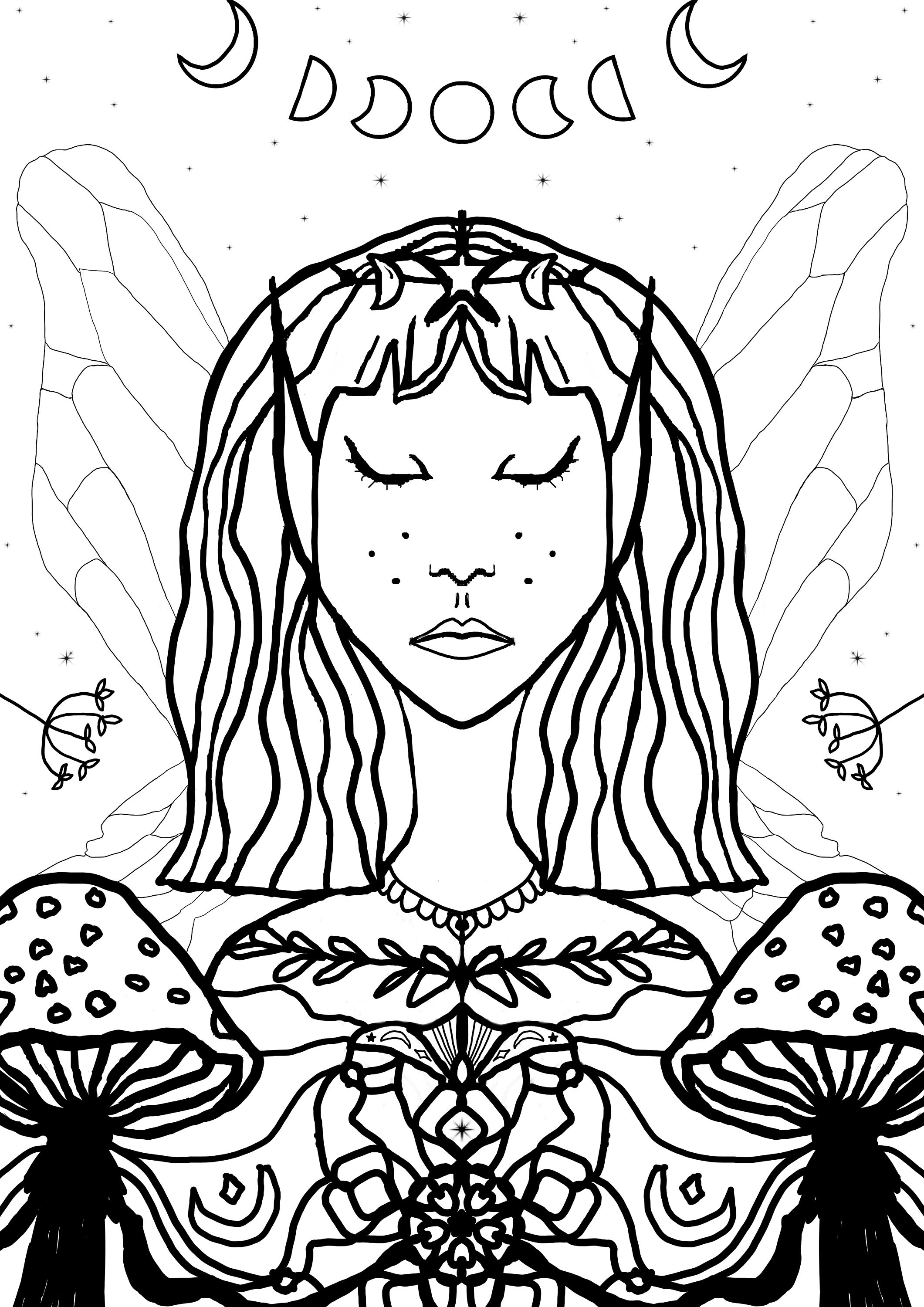 Fairycore Coloring Pages Instant Download Printable A4 Size Fairy Elf and Fair's Menu, Set of 2 ...