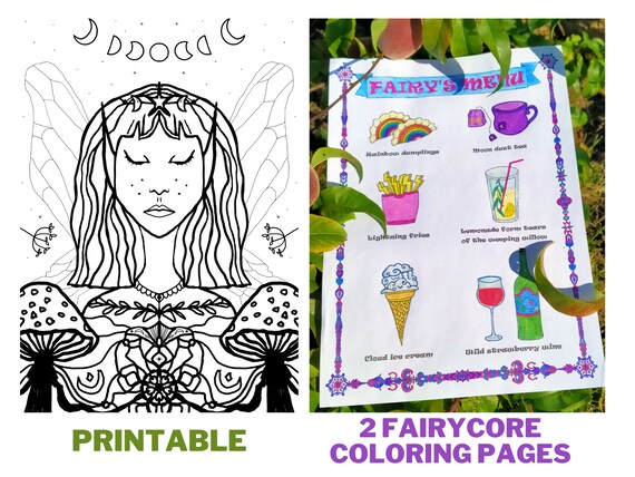 Fairycore Coloring Pages Instant Download Printable A4 Size - Etsy