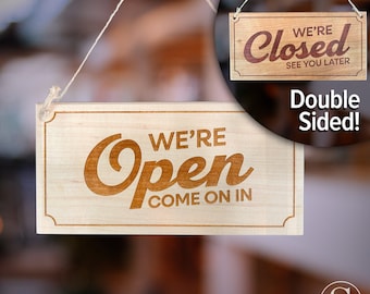 Retail Open Sign. Retail closed Sign. Hanging store sign
