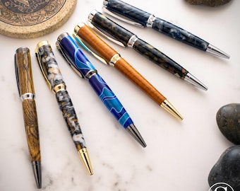 Hand Turned Twist Style Ballpoint Pens, Wood & Acrylic Pens – Graduation, Holiday, Birthday, Executive Gifts
