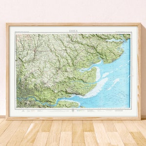 Essex Topographic Map / Giclée Fine Art Print / Colchester, Chelmsford, Southend-on-Sea, Clacton-on-Sea, Basildon, Braintree, Saffron Walden