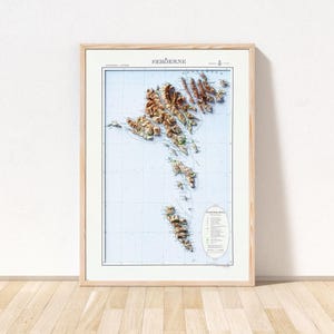 Faroe Islands Topographic Map / Giclée Fine Art Print / The Faroe Islands Print / Tórshavn, Slættaratindur, Antique Travel Poster
