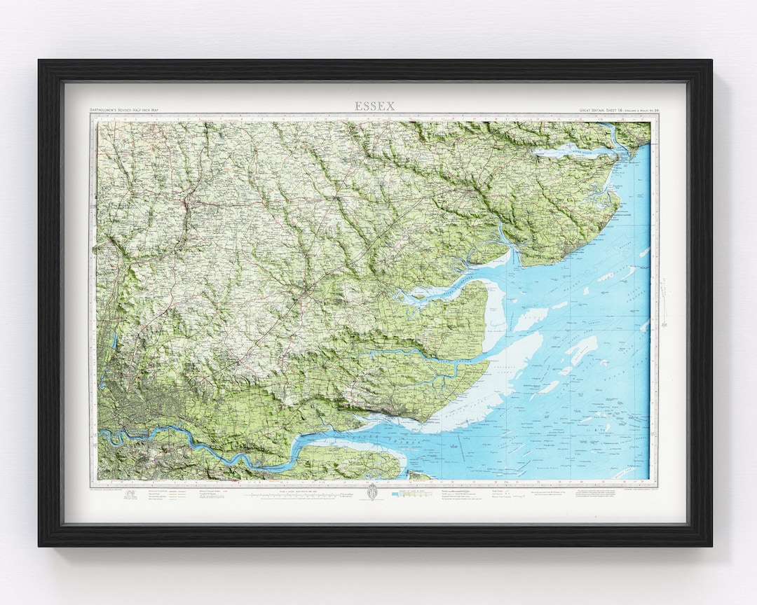 Essex Topographic Map / Giclée Fine Art Print / Colchester Etsy