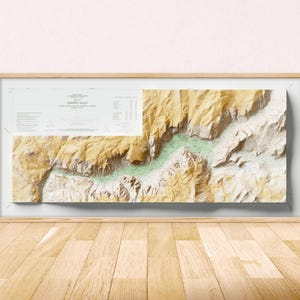 Mapa topográfico del valle de Yosemite / Impresión artística Giclée / Mapa topográfico de Yosemite, lámina de Yosemite, póster retro de Yosemite