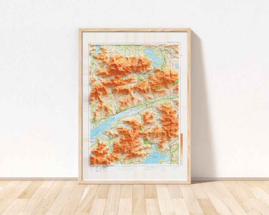 Killarney Topographic Map / Giclée Fine Art Print / Macgillycuddy Reeks ...