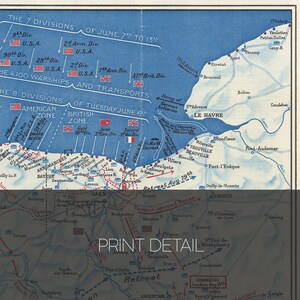 Old Map of D Day Landings in Normandy, 1944 / Map of Normandy, Vintage ...