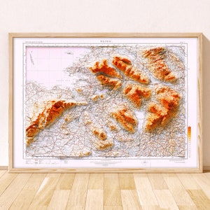 County Sligo Topographic Map / Giclée Fine Art Print / Sligo Print, Sligo Wall Art, Sligo Poster, Sligo Travel Print, County Sligo Art