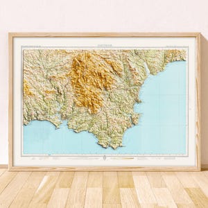 Topograficzna mapa Dartmoor / Giclée Fine Art Print / Plymouth, Torquay, South Devon, Tamar Valley, Brixham, Paignton, Exeter, Tavistock