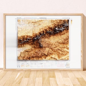 Marrakesh Topographic Map / Giclée Fine Art Print / Morroco Map, Atlas Mountains, Toubkal, Tubkal
