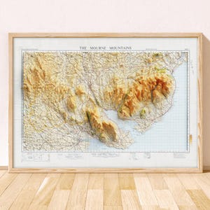 The Mourne Mountains Topographic Map / Giclée Fine Art Print / Newcastle, Mournes, Slieve Donard, Newry, Warrenpoint, Kilkeel, Carlingford