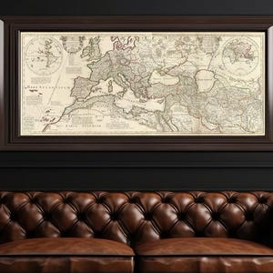 Mapa enorme del Imperio Romano / Mapa histórico de Europa, geografía política detallada, impresión de mapas antiguos de bellas artes, ilustración geográfica antigua, vintage