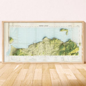 Northern Ireland North Coast Topographic Map / Giclée Fine Art Print / The Causeway Coast, Causeway Coastal Route, Giants Causeway Print