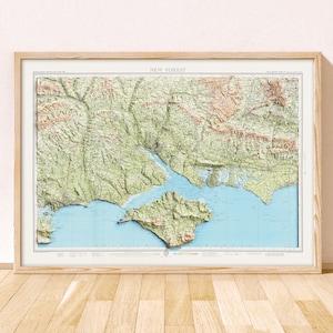 Isle of Wight Topographic Map / Giclée Fine Art Print / New Forest, Southampton, Portsmouth, Winchester, Bournemouth, Christchurch