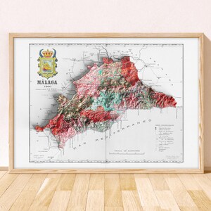 Málaga Topographic Map / Giclée Fine Art Print / Malaga Art Print, Malaga Poster, Malaga Travel Poster, Málaga Wall Art, Málaga vintage