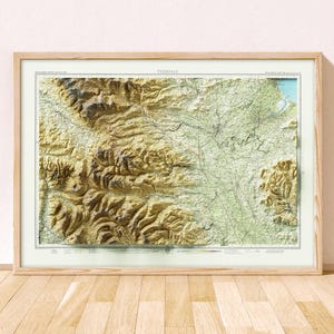 Teesdale and the Yorkshire Dales Topographische Karte / Giclée Fine Art Druck / Fine Art Print / Barnard Castle / Barnard Castle / Darlington / Hartlepool