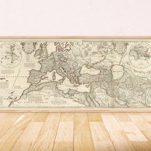 HUGE Roman Empire Map / Historic Map of Europe, Detailed Political Geography, Fine Art Old Map Print, Geographical Old Illustration, Vintage