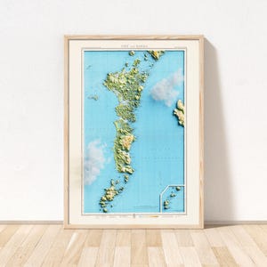 Uist and Barra Topographic Map / Giclée Fine Art Print / St Kilda, Daliburgh, Castlebay, Lochmaddy, Lochboisdale, Mhòr, Clisham, Griminish