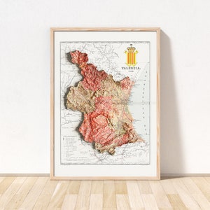 Valencia Topographic Map /  Giclée Fine Art Print  / Valencia Vintage Poster, Valencia Print, Valencia Cafe, Valencia gifts, Valencia Map
