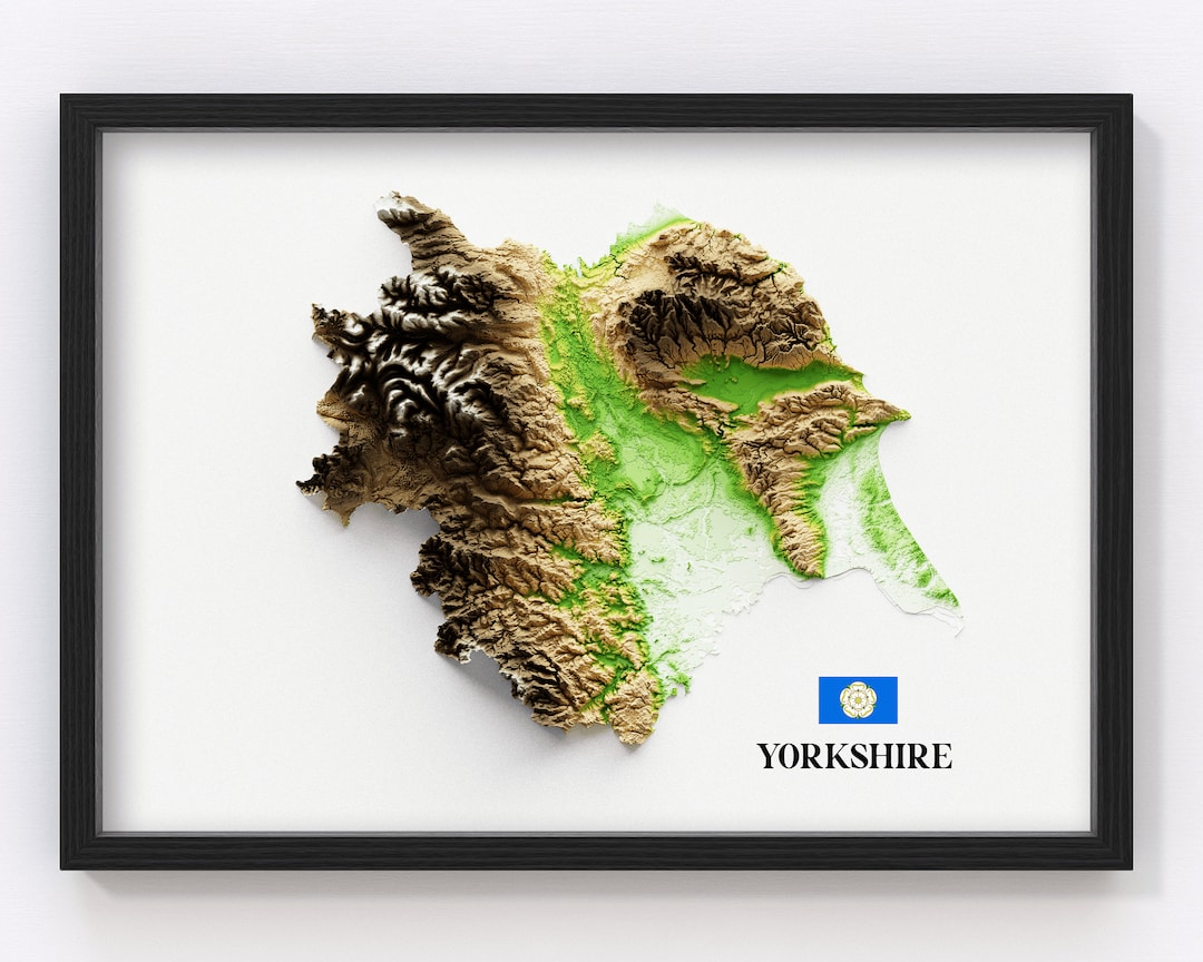 Yorkshire Topographic Map / Giclée Fine Art Print / York Etsy UK