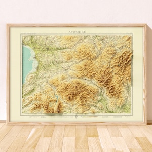 エアシャー地形図 / ジクレー版画 / エア、アーバイン、トゥルーン、キルマーノック、ビガー、ダグラス、カムノック、ギャロウェイ、ラーグス、カリーン
