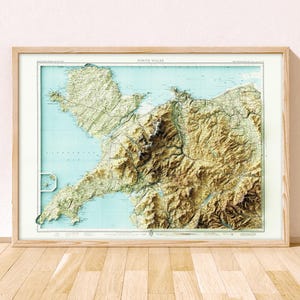 North Wales Topographic Map / Giclée Fine Art Print / Snowdon, Snowdonia, Gwynedd, Anglesey, Caernarfon, Bangor, Porthmadog, Pwllheli