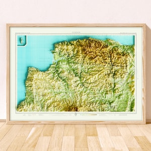 Exmoor Topographic Map / Giclée Fine Art Print / Ilfracombe, Woolacombe, Minehead, Barnstaple, Lundy, Hartland, Bude, Combe Martin, Saunton