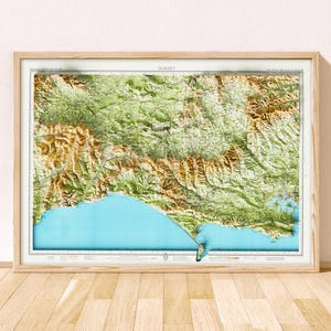 Dorset Topographic Map / Giclée Fine Art Print / Dorchester, Weymouth, Poole, Bournemouth, Lyme Regis, Swanage, Corfe Castle, Portlan