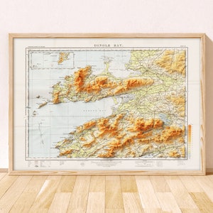 Dinglebay Topographic Map / Giclée Fine Art Print / Dingle, Cahersiveen, Killarney, Macgillycuddy&#39;s Reeks, Portmagee, Iveragh, County Kerry