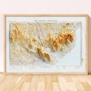 The Mourne Mountains Topographic Map / Giclée Fine Art Print / Newcastle, Mournes, Slieve Donard, Newry, Warrenpoint, Kilkeel, Carlingford