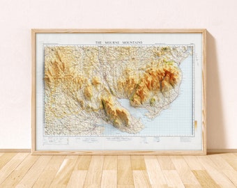 The Mourne Mountains Topographic Map / Giclée Fine Art Print / Newcastle, Mournes, Slieve Donard, Newry, Warrenpoint, Kilkeel, Carlingford