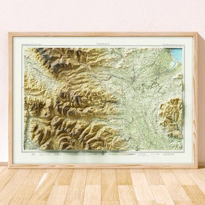 Teesdale and the Yorkshire Dales Topographic Map / Giclée Fine Art Print / Middlesbrough, Barnard Castle, Darlington, Hartlepool