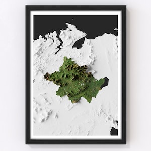 County Tyrone - topografische kaart / Fine-Art Giclée-afdruk