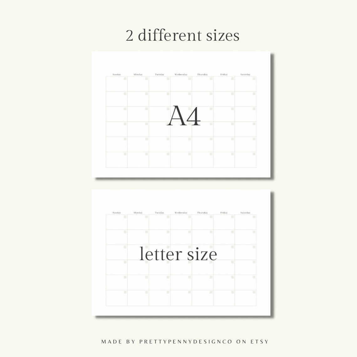 Monthly Calendar Printable Landscape, Minimalist Calendar Template ...